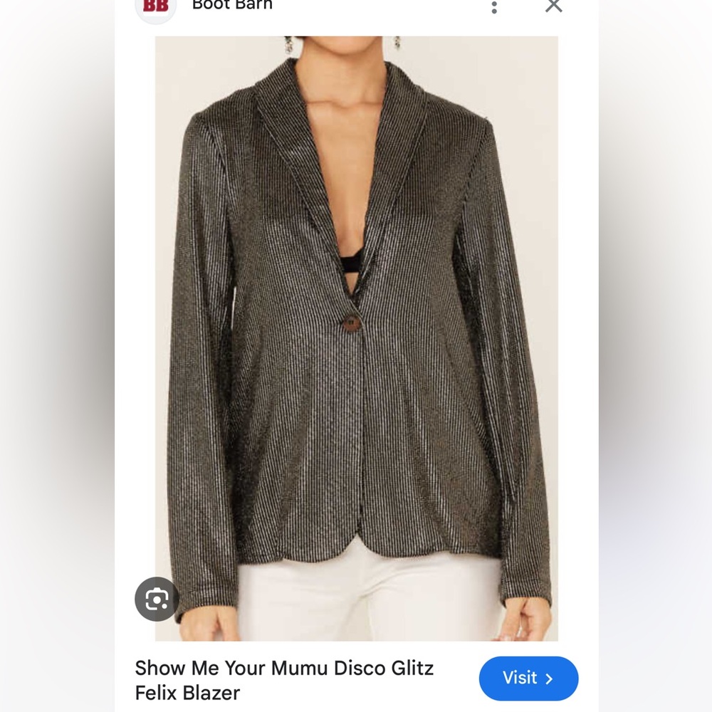 Show Me Your MuMu Felix Sparkle Metallic Night Out Dressy Shirt Blazer 70s Disco - Picture 5 of 7